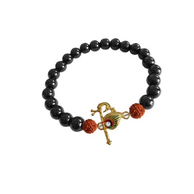 Krishna Flute Onyx Beads Bracelet By Menjewell